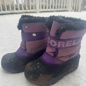 Sorel Purple and Black Kids Snow Boots